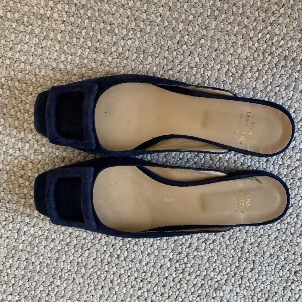 Navy Blue Buckle Ann Mashburn shoes